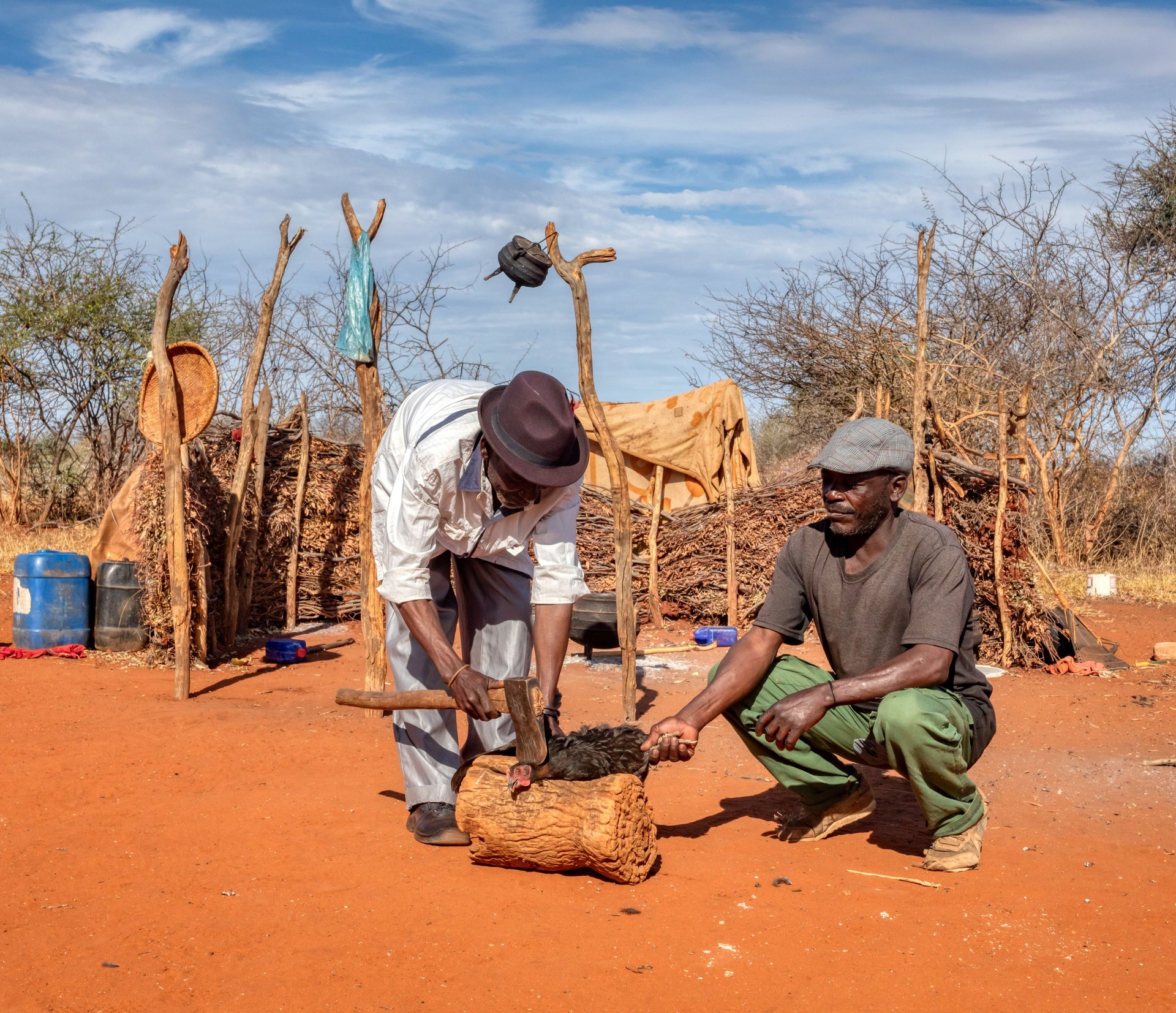 Vie de village africain au Botswana